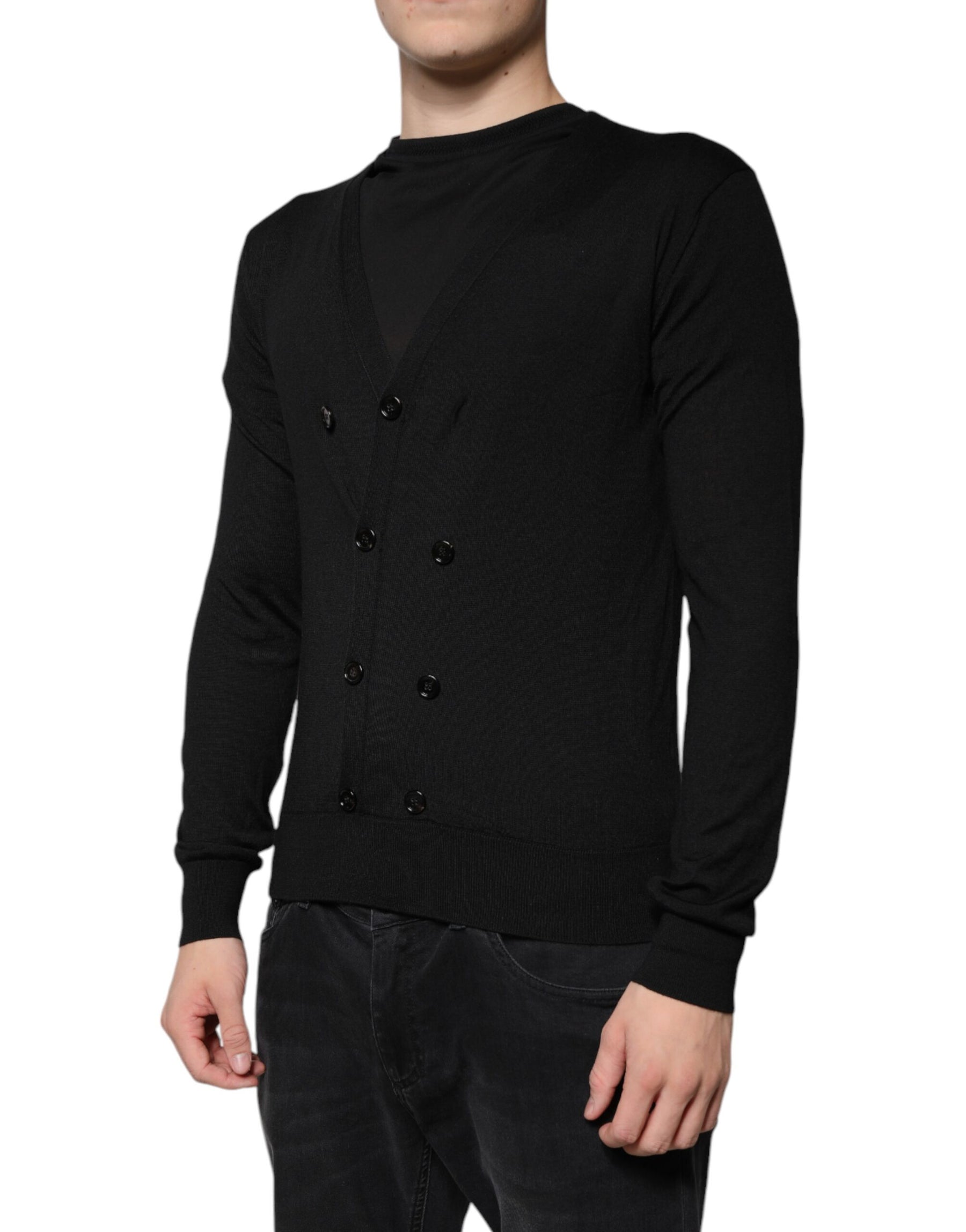 Dolce & Gabbana Black Cashmere Button Down Cardigan Sweater | Regal Royce