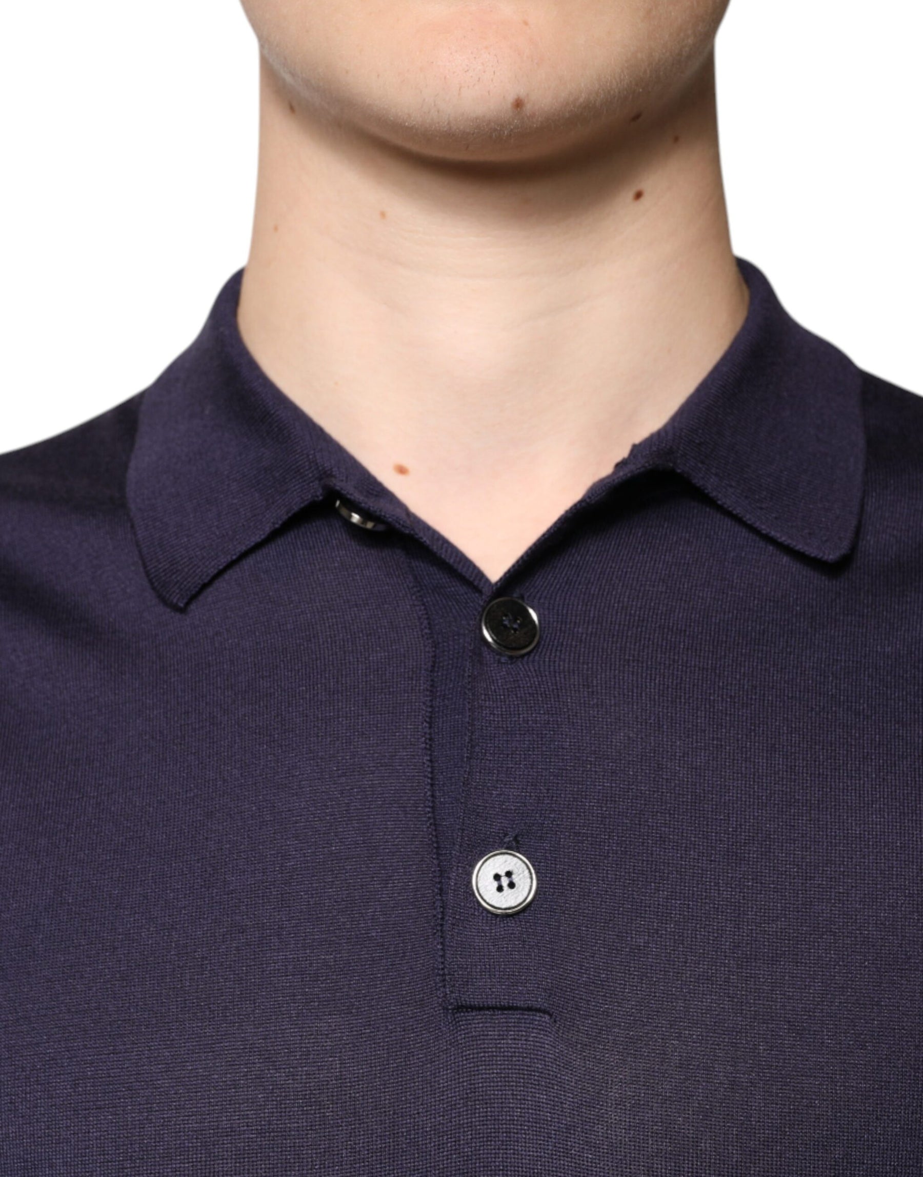 Dolce & Gabbana Blue Silk Collared Short Sleeves Polo T-shirt | Regal Royce