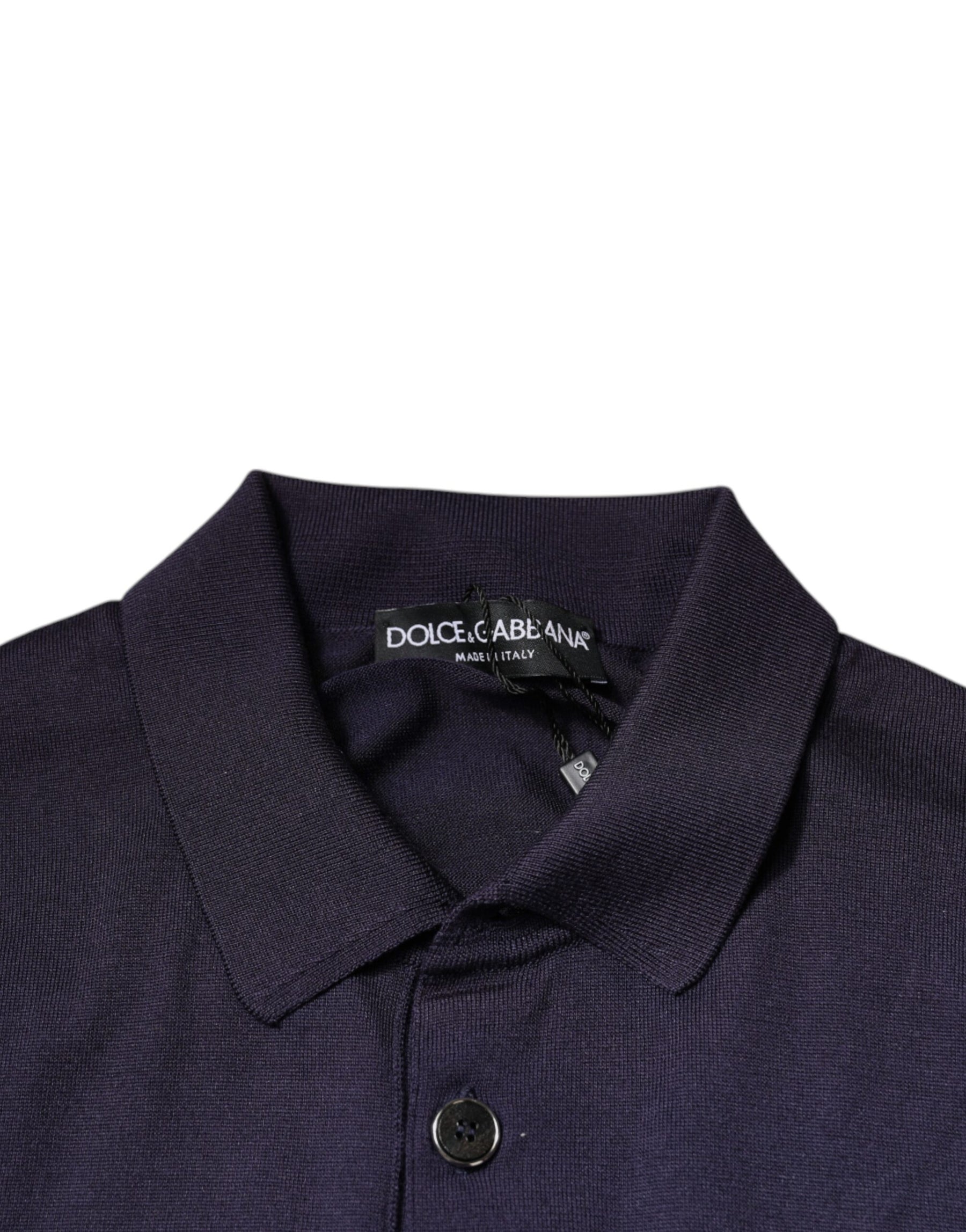 Dolce & Gabbana Blue Silk Collared Short Sleeves Polo T-shirt | Regal Royce