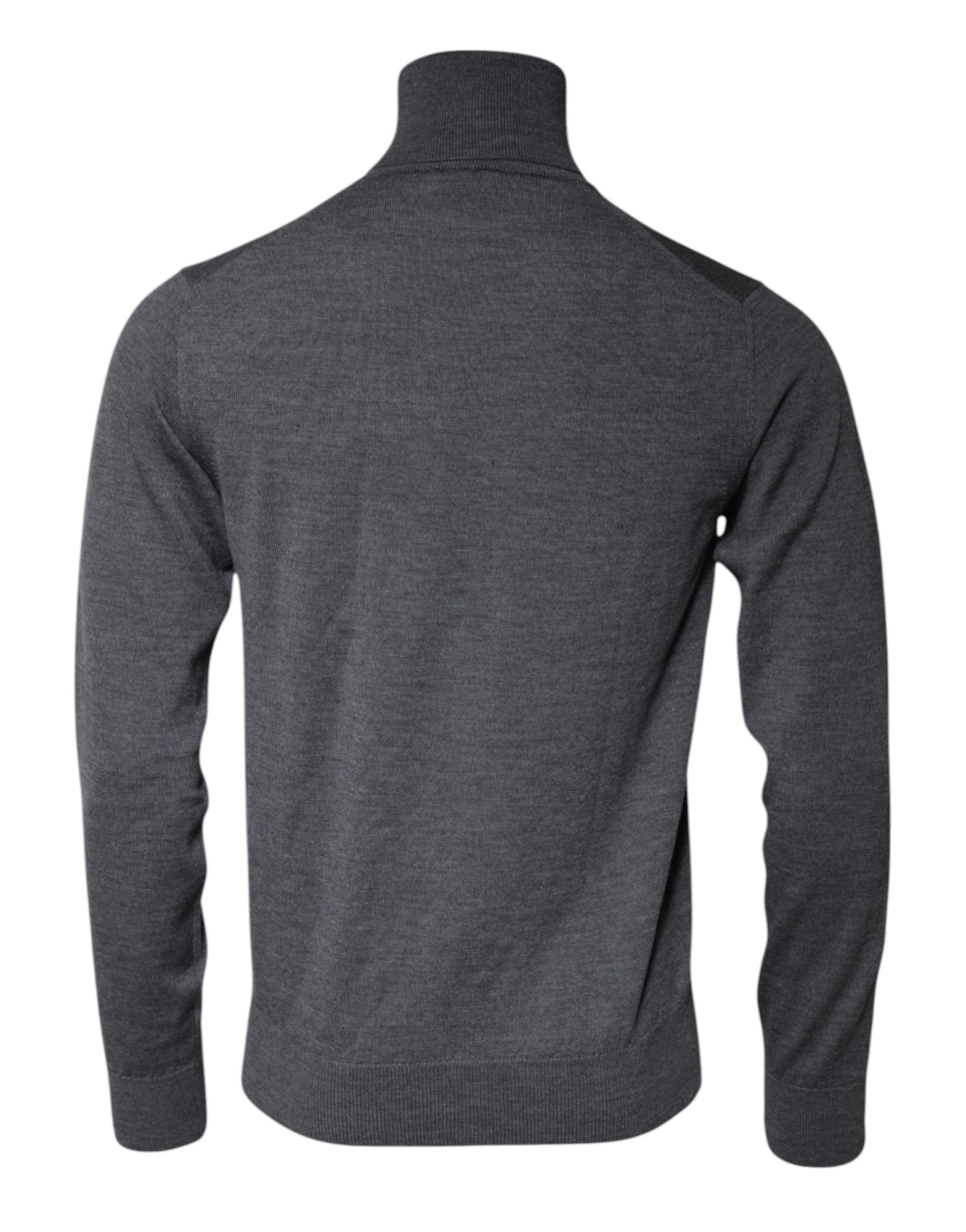 Dolce & Gabbana Gray Wool Logo Turtleneck Pullover Sweater | Regal Royce