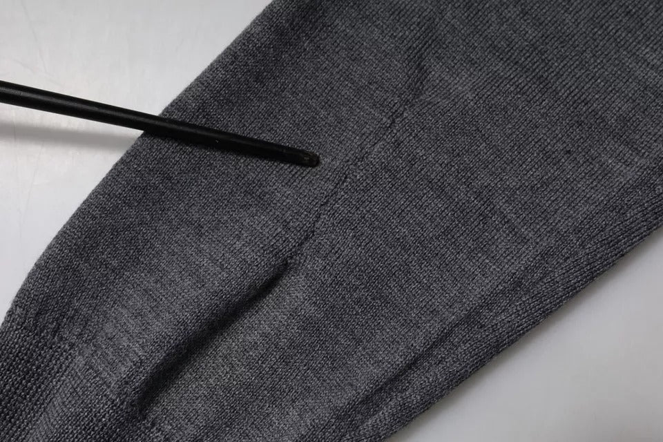 Dolce & Gabbana Gray Wool Logo Turtleneck Pullover Sweater | Regal Royce