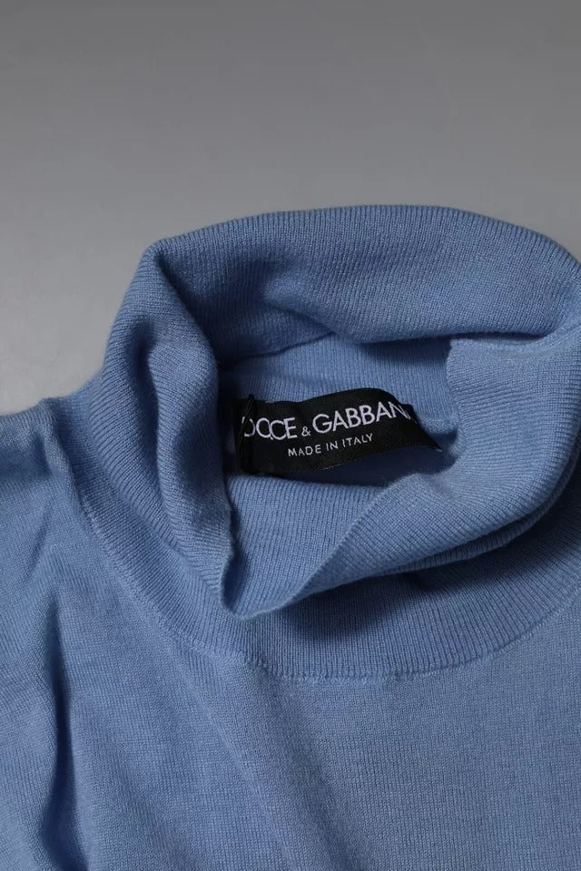 Dolce & Gabbana Light Blue Silk Turtleneck Pullover Sweater | Regal Royce