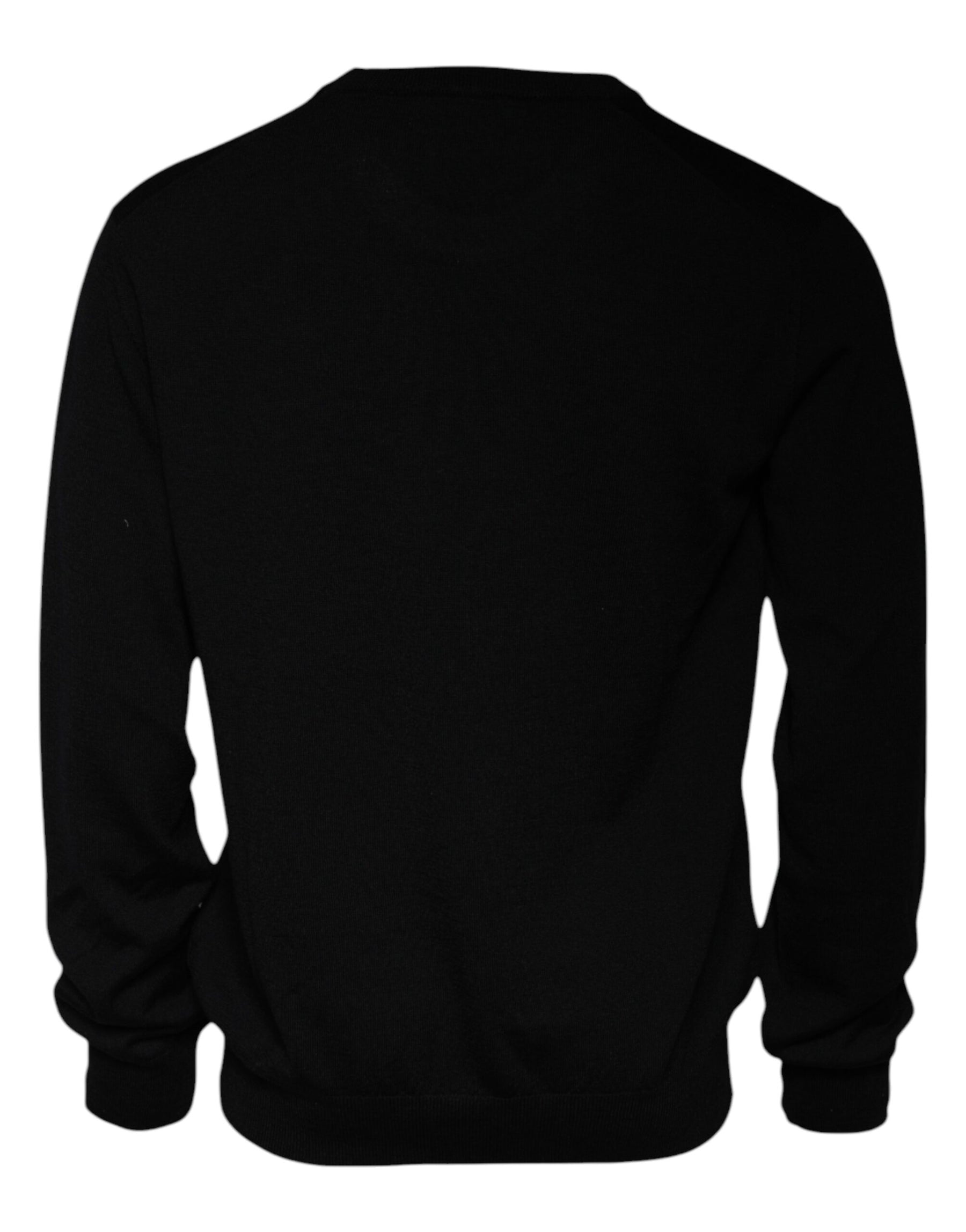 Dolce & Gabbana Black Logo Wool Crew Neck Pullover Sweater | Regal Royce