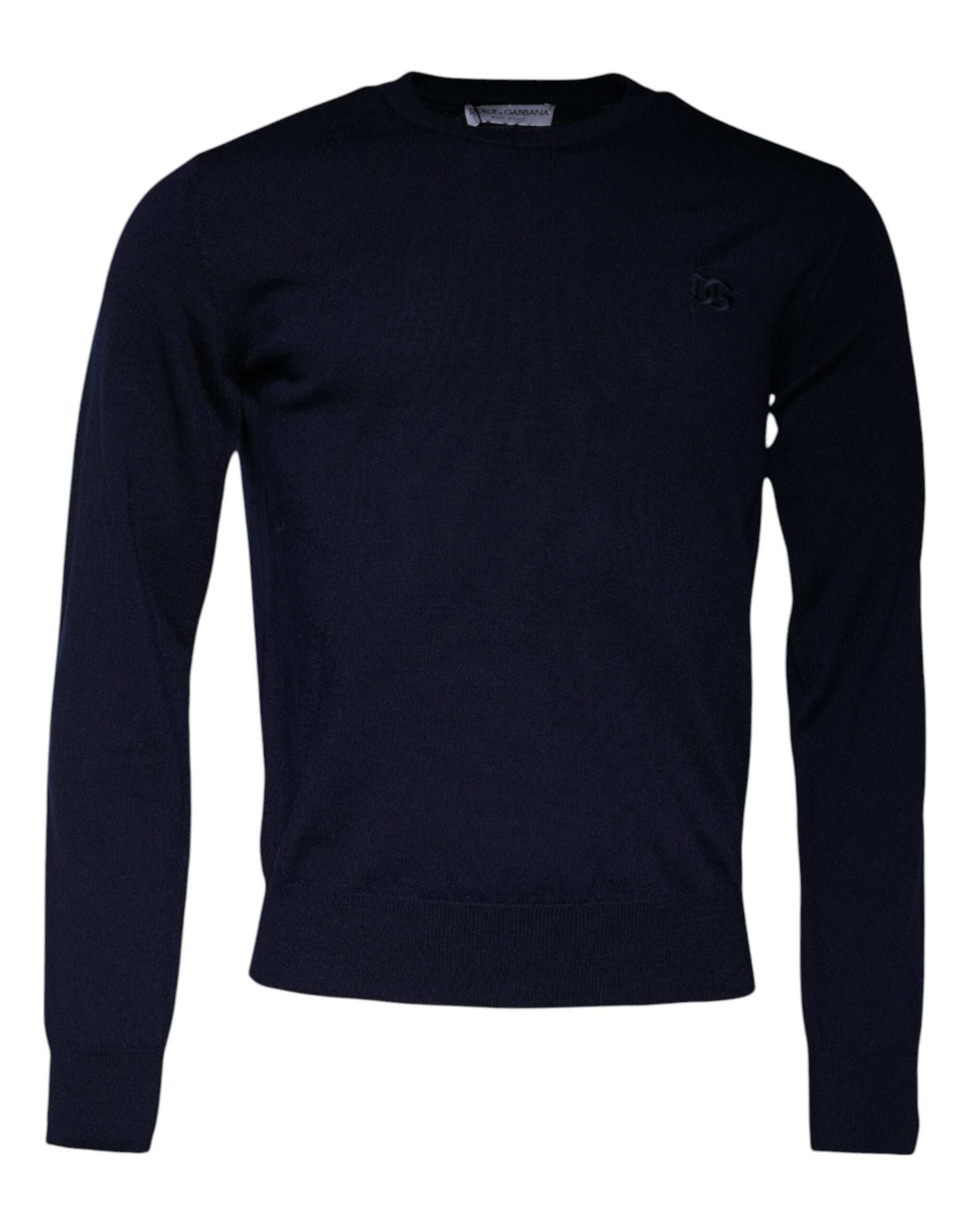 Dolce & Gabbana Blue DG Logo Wool Crew Neck Pullover Sweater | Regal Royce