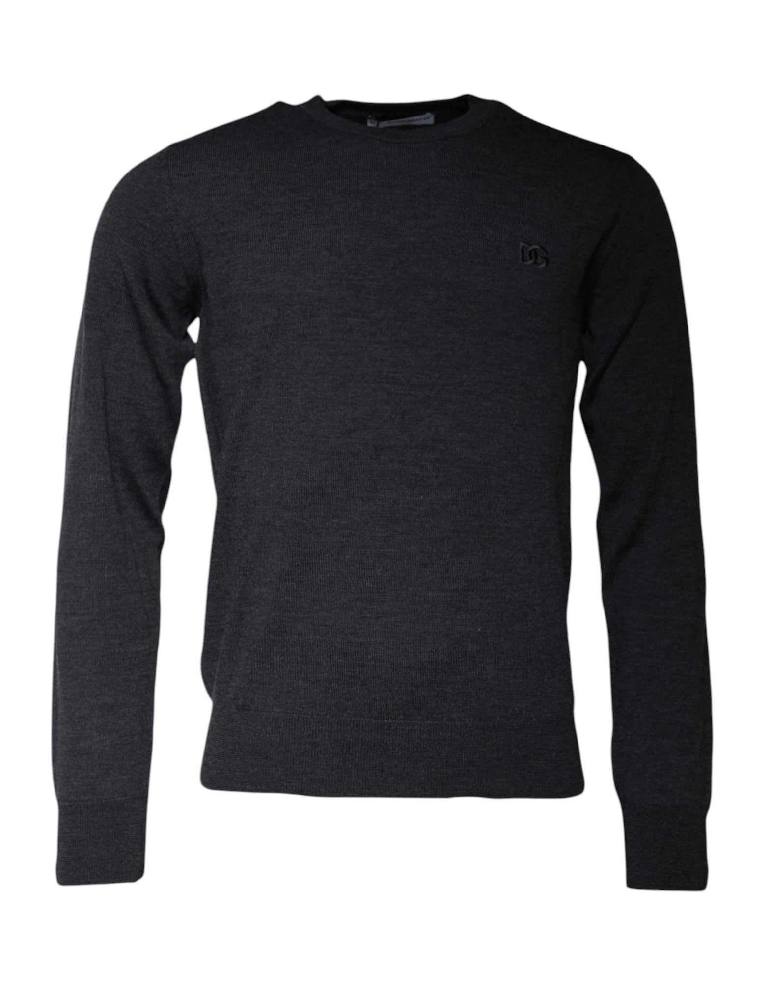 Dolce & Gabbana Dark Gray DG Logo Crew Neck Pullover Sweater | Regal Royce
