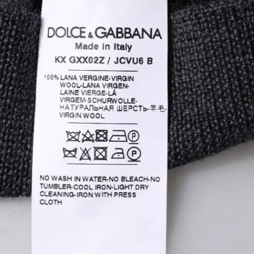 Dolce & Gabbana Dark Gray DG Logo Crew Neck Pullover Sweater | Regal Royce