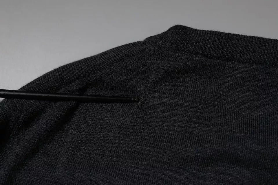 Dolce & Gabbana Dark Gray DG Logo Crew Neck Pullover Sweater | Regal Royce