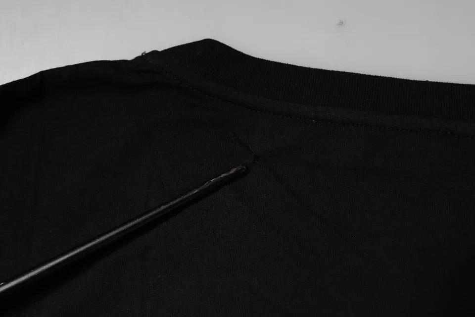 Dolce & Gabbana Black Logo Print Cotton Short Sleeve T-shirt | Regal Royce