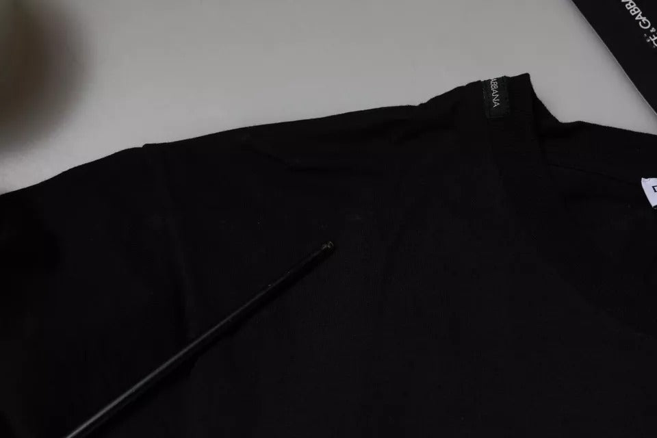 Dolce & Gabbana Black Logo Print Cotton Short Sleeve T-shirt | Regal Royce