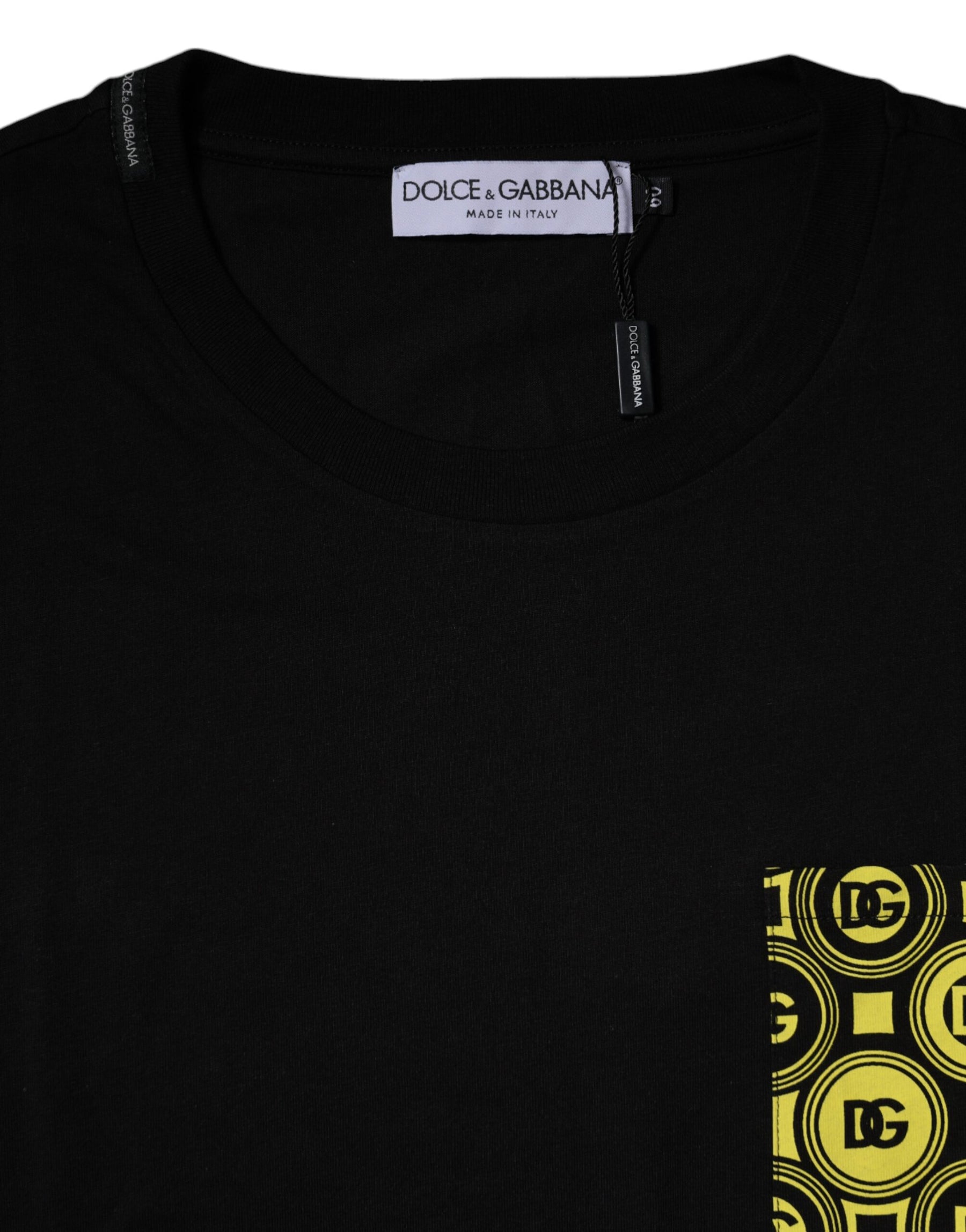 Dolce & Gabbana Black Logo Print Cotton Short Sleeves T-shirt | Regal Royce