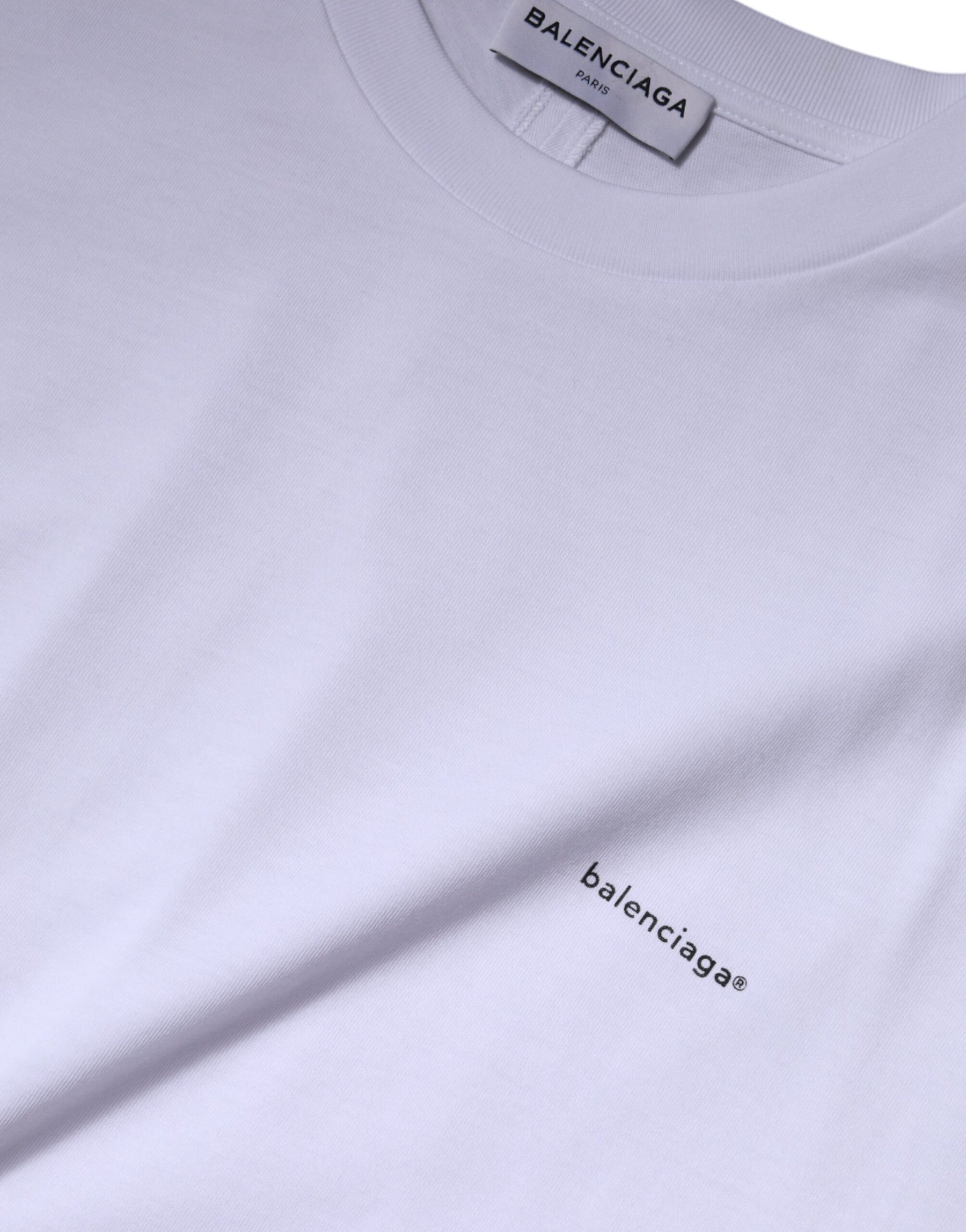 Balenciaga White Logo Cotton Crew Neck Short Sleeves T-shirt | Regal Royce