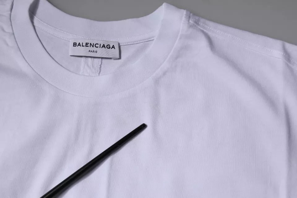 Balenciaga White Logo Cotton Jersey Crew Neck Short Sleeves T-shirt | Regal Royce
