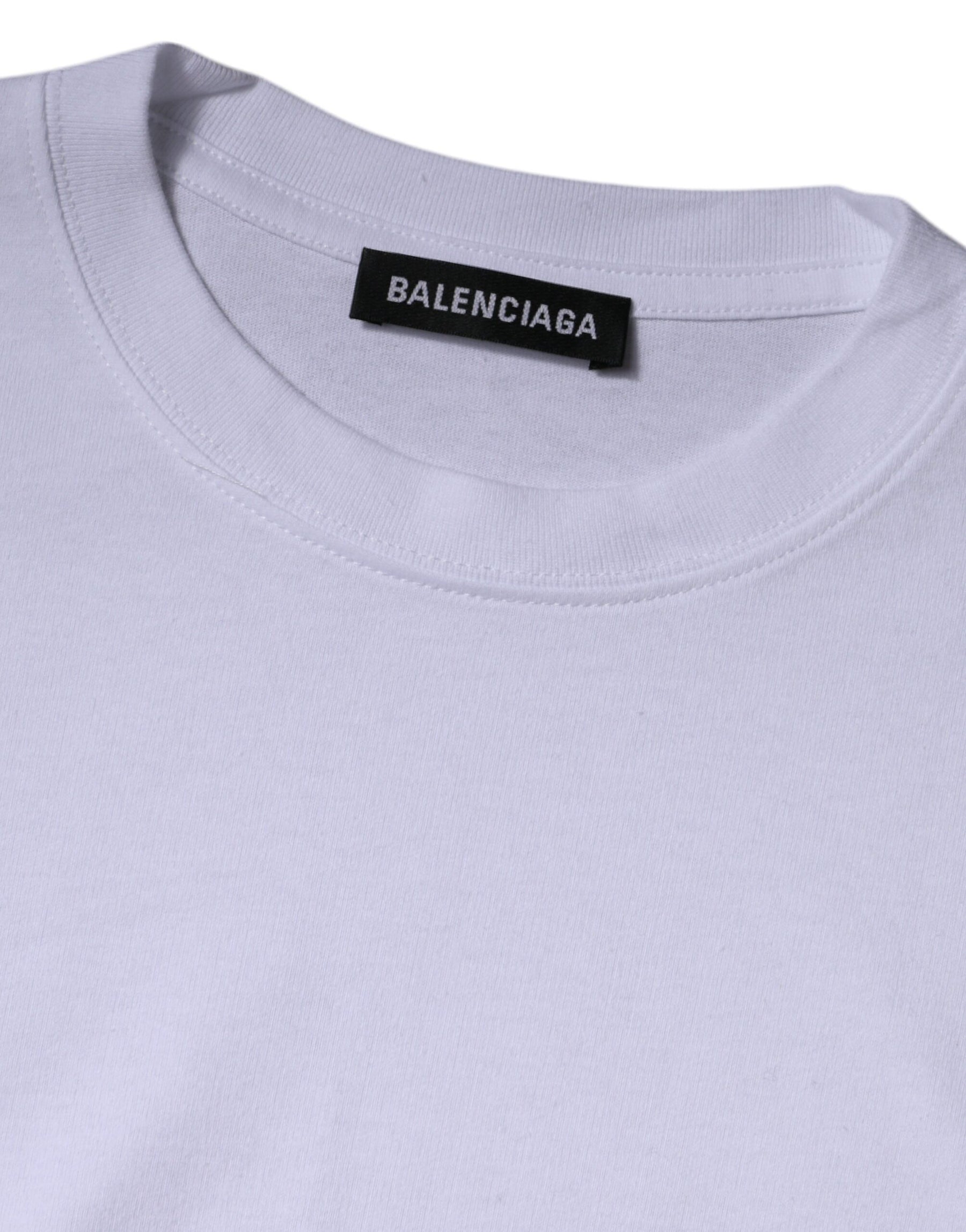 Balenciaga White Logo Cotton Jersey Crew Neck Short Sleeves T-shirt | Regal Royce