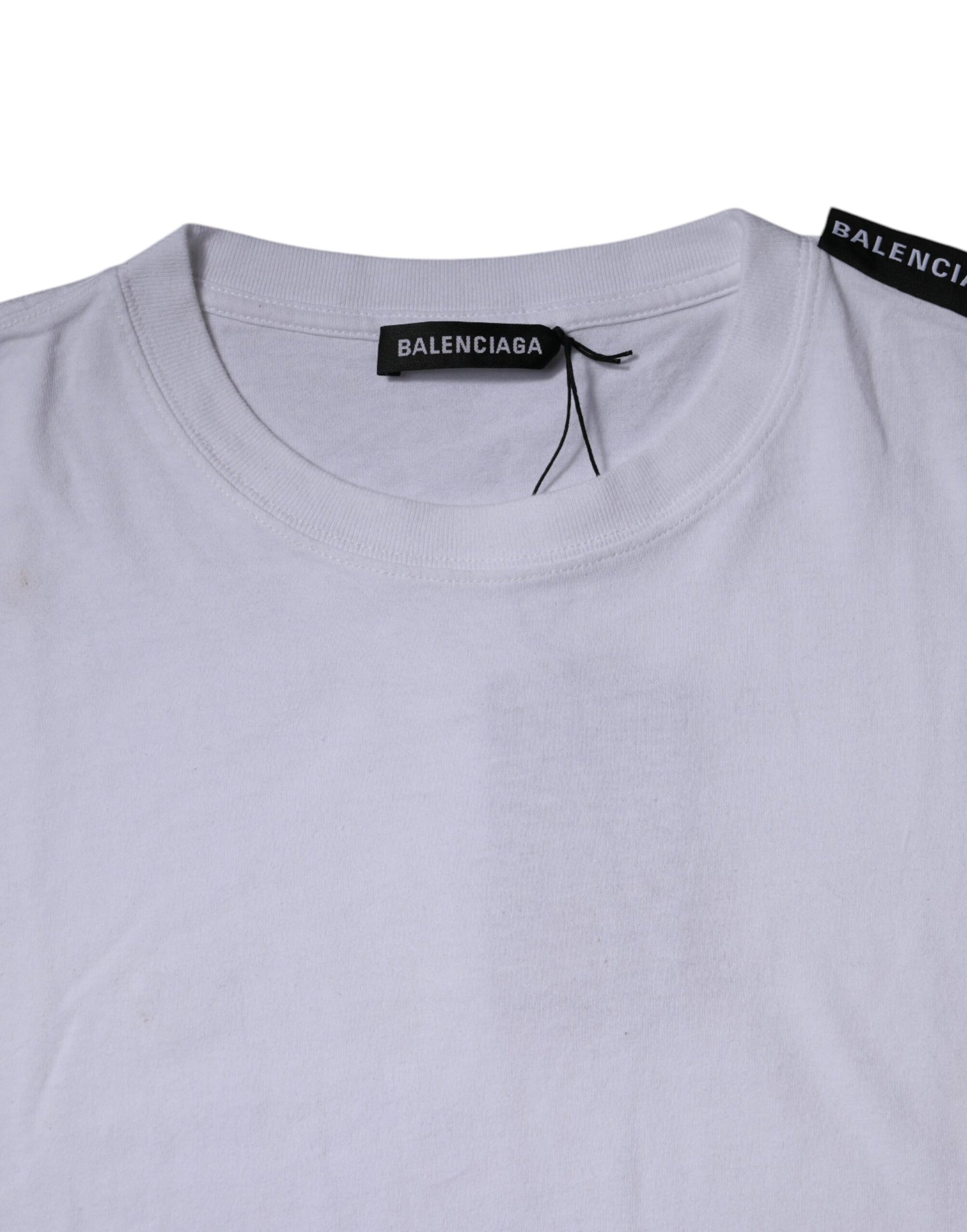 Balenciaga White Logo Cotton Jersey Crew Neck Short Sleeves T-shirt | Regal Royce