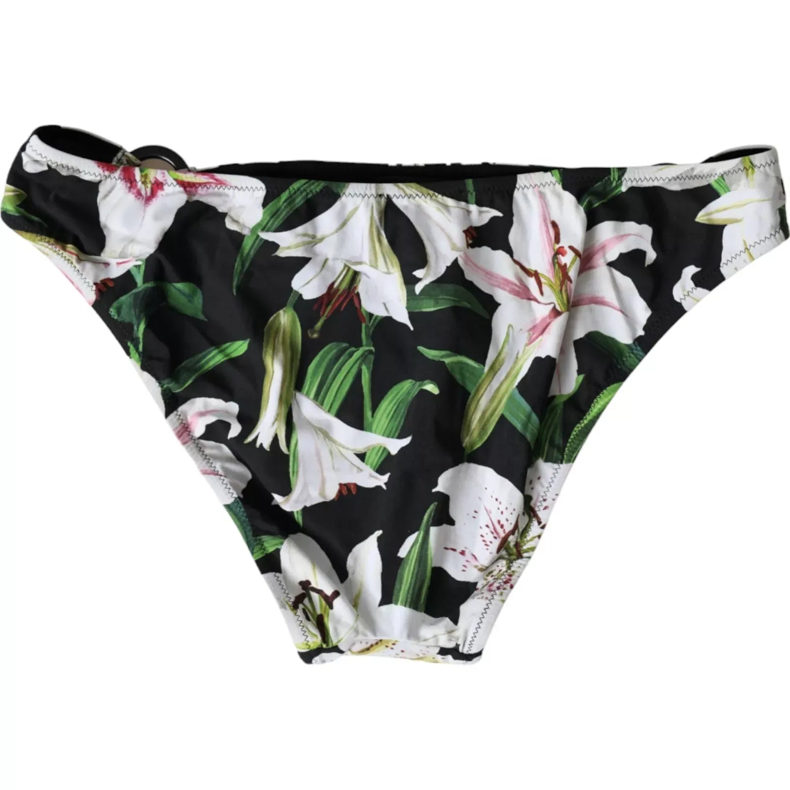 Dolce & Gabbana Black Lily Print Swimwear Bottom Beachwear Bikini | Regal Royce