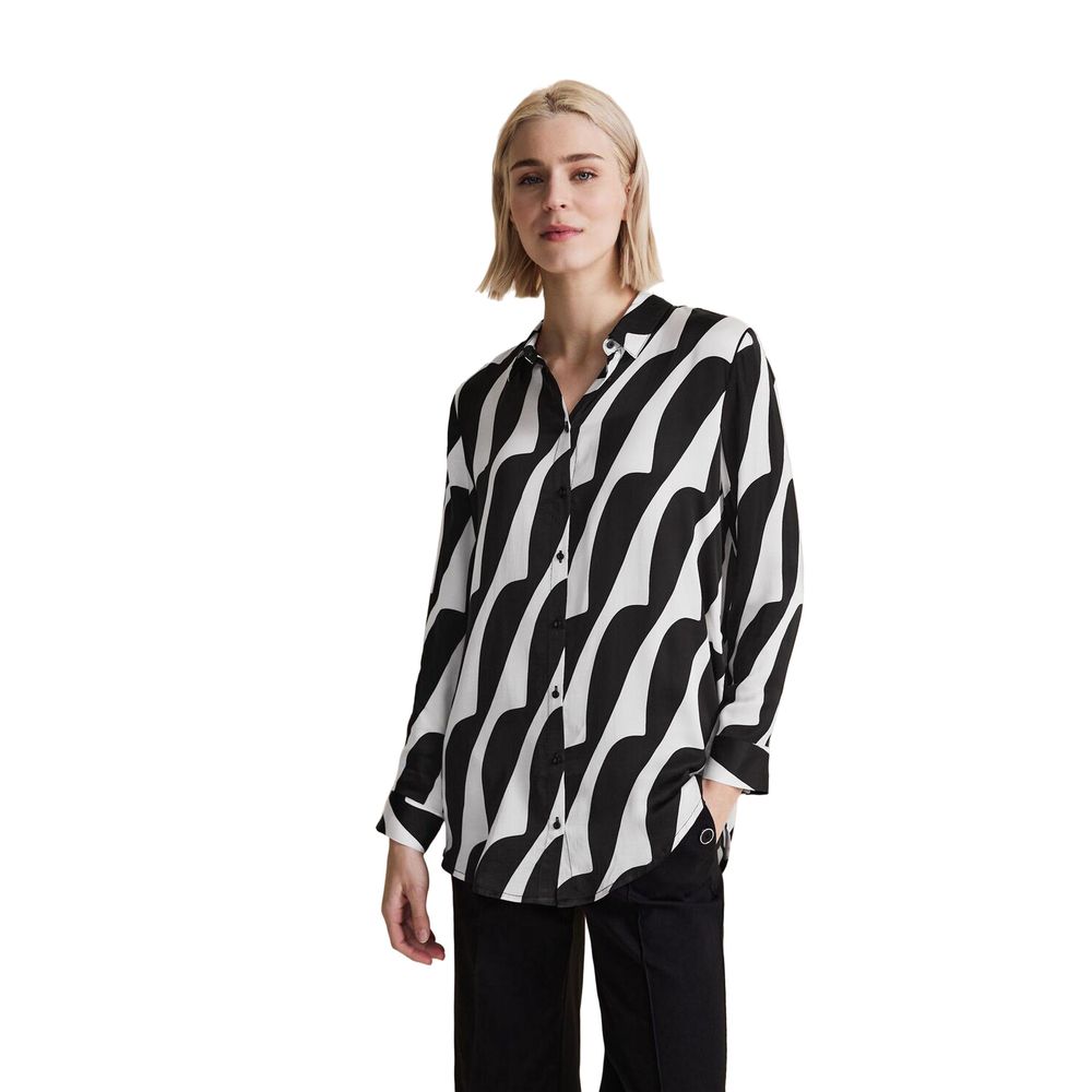 Street One Black And White Viscose Blouse | Regal Royce