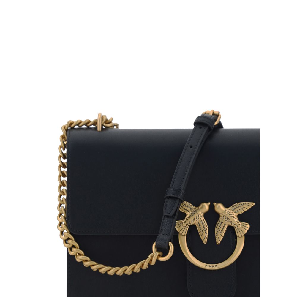 PINKO Black Calf Leather Bos Taurus Shoulder Bag | Regal Royce