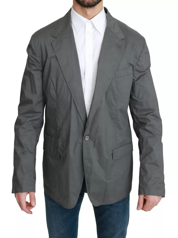 Dolce & Gabbana Gray Cotton Single Breasted Formal Blazer | Regal Royce