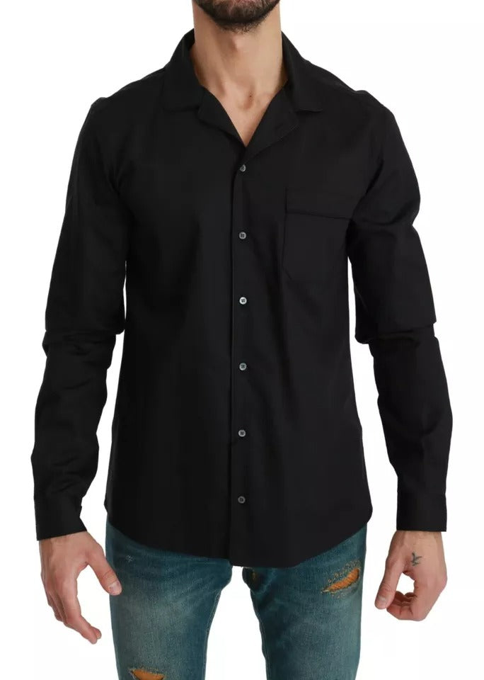 Dolce & Gabbana Blue Cotton Striped Pajama Lounge Shirt | Regal Royce