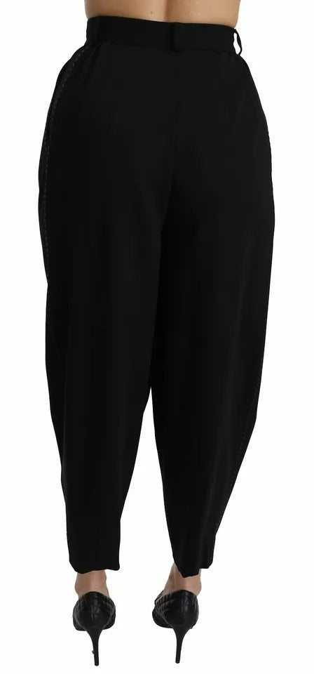 Dolce & Gabbana Black Wool High Waist Pleat Front Cropped Pants | Regal Royce