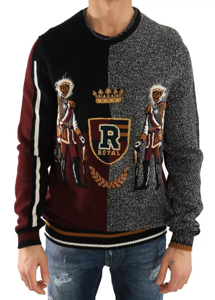 Dolce & Gabbana Multicolor KING Knight Monkey Knitted Cashmere Wool Sweater | Regal Royce