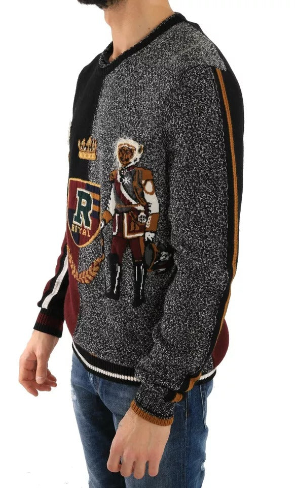 Dolce & Gabbana Multicolor KING Knight Monkey Knitted Cashmere Wool Sweater | Regal Royce