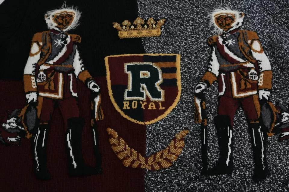 Dolce & Gabbana Multicolor KING Knight Monkey Knitted Cashmere Wool Sweater | Regal Royce