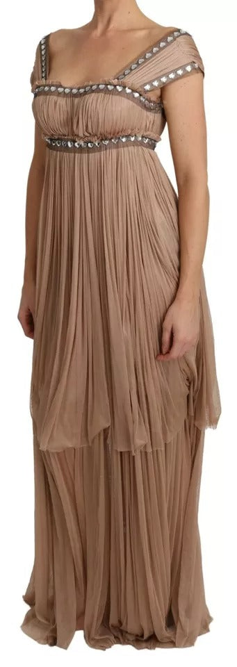 Dolce & Gabbana Brown Silk Sleeveless Shift Maxi Dress | Regal Royce