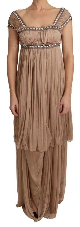 Dolce & Gabbana Brown Silk Sleeveless Shift Maxi Dress | Regal Royce