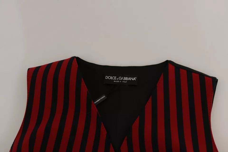 Dolce & Gabbana Red Black Stripe Vest Waistcoat Blouse Top | Regal Royce