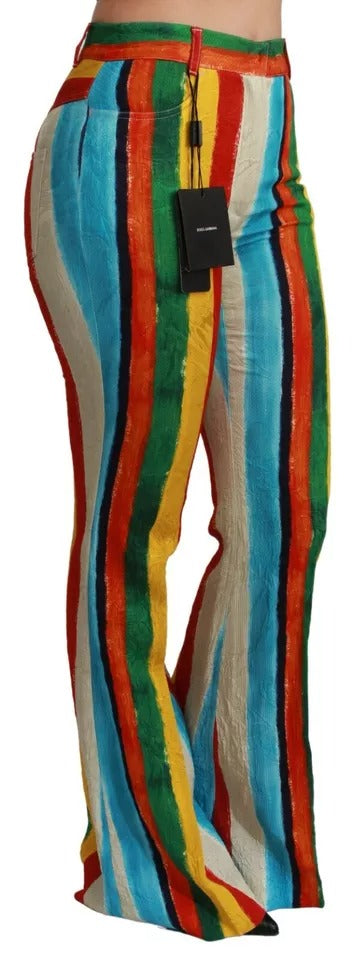 Dolce & Gabbana Multicolor Flared Riga Pittorica Pants | Regal Royce