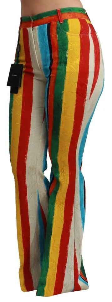 Dolce & Gabbana Multicolor Flared Riga Pittorica Pants | Regal Royce