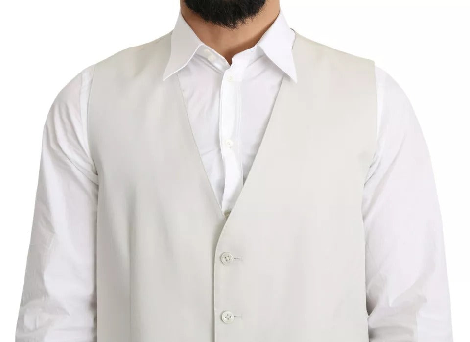 Dolce & Gabbana Off-White Cotton Silk Formal Coat Vest | Regal Royce