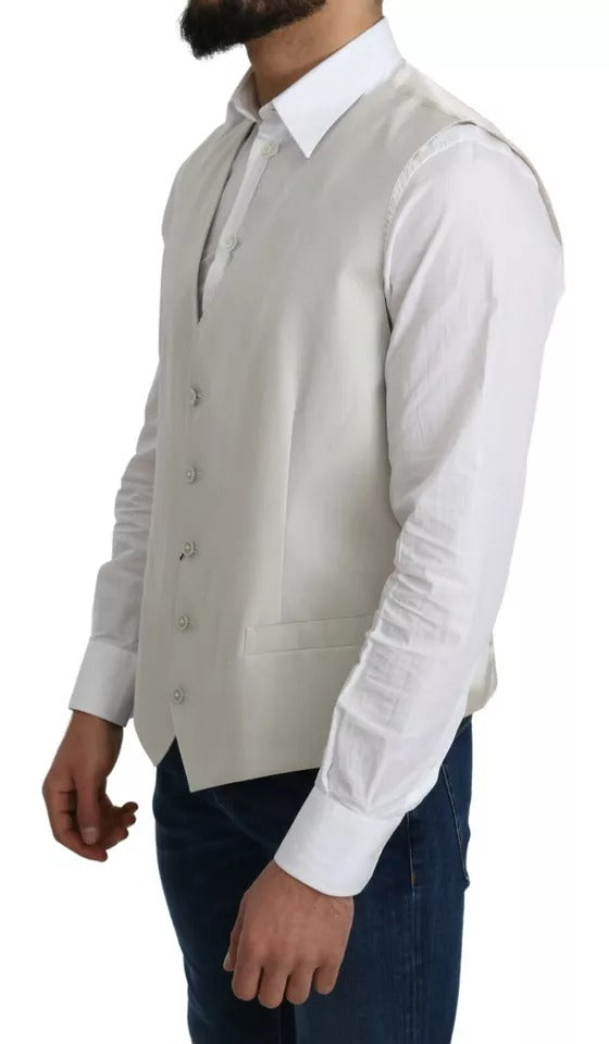 Dolce & Gabbana Off-White Cotton Silk Formal Coat Vest | Regal Royce