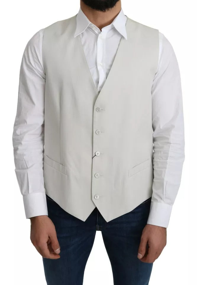 Dolce & Gabbana Off-White Cotton Silk Formal Coat Vest | Regal Royce