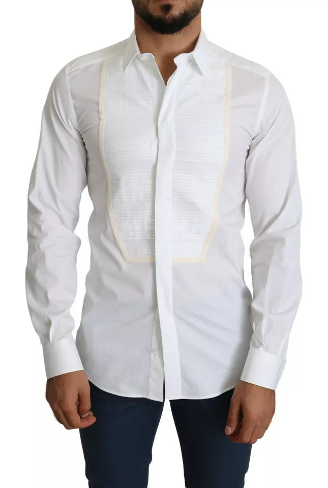 Dolce & Gabbana White Formal Tuxedo Dress GOLD Shirt | Regal Royce