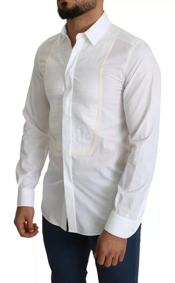 Dolce & Gabbana White Formal Tuxedo Dress GOLD Shirt | Regal Royce