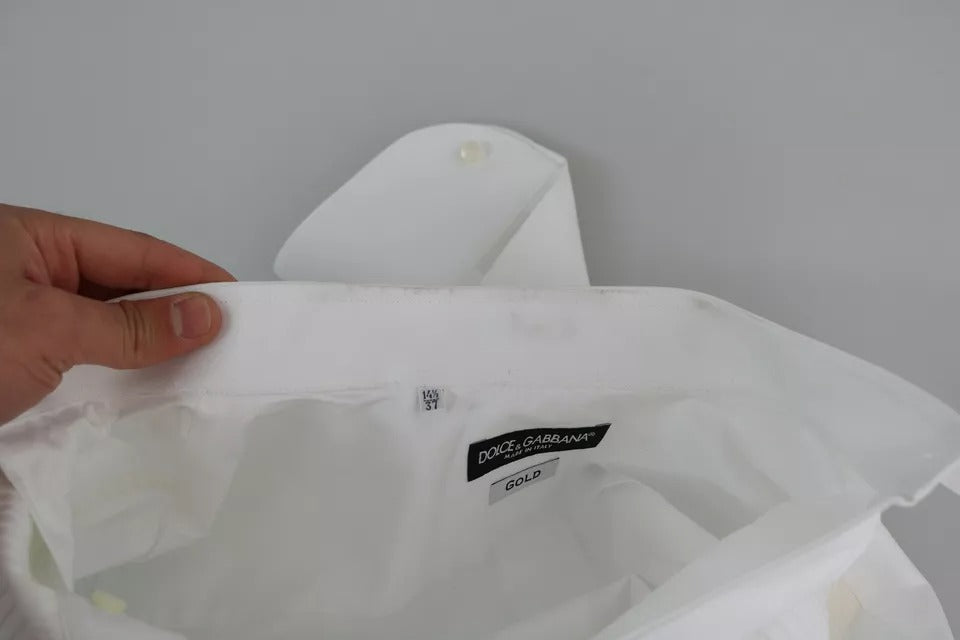 Dolce & Gabbana White Formal Tuxedo Dress GOLD Shirt | Regal Royce