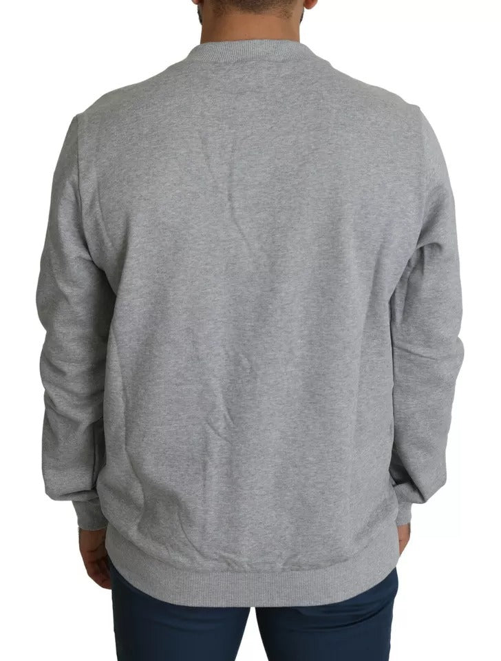 Dolce & Gabbana Gray Crown King Print Cotton Pullover Sweater | Regal Royce