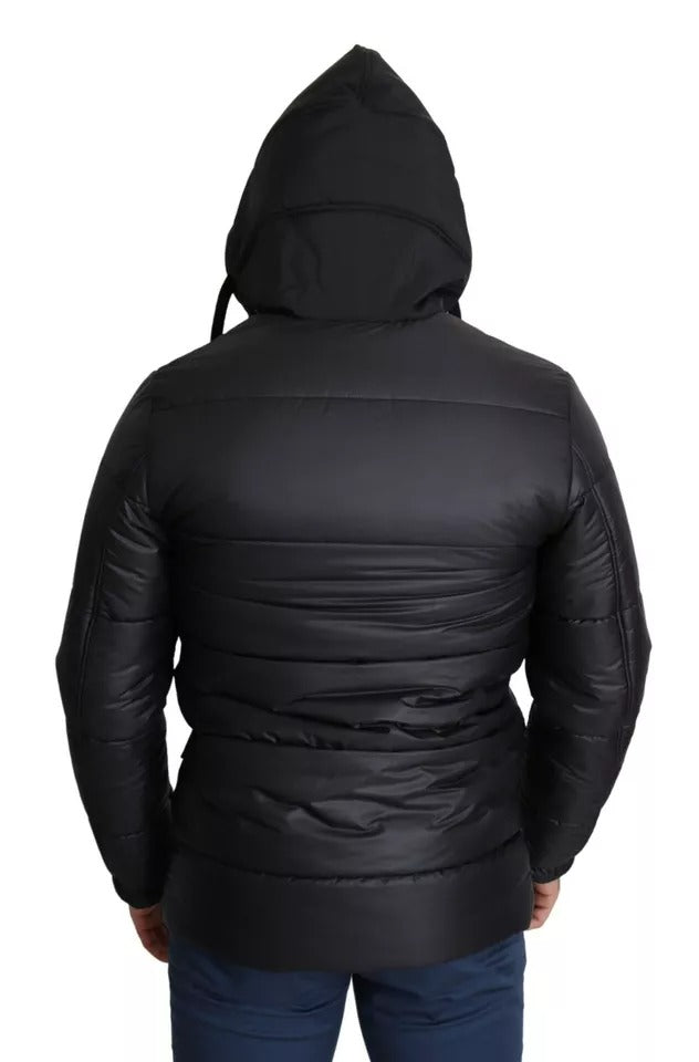 Dolce & Gabbana Black Hooded Polyester Men Coat Puffer Jacket | Regal Royce