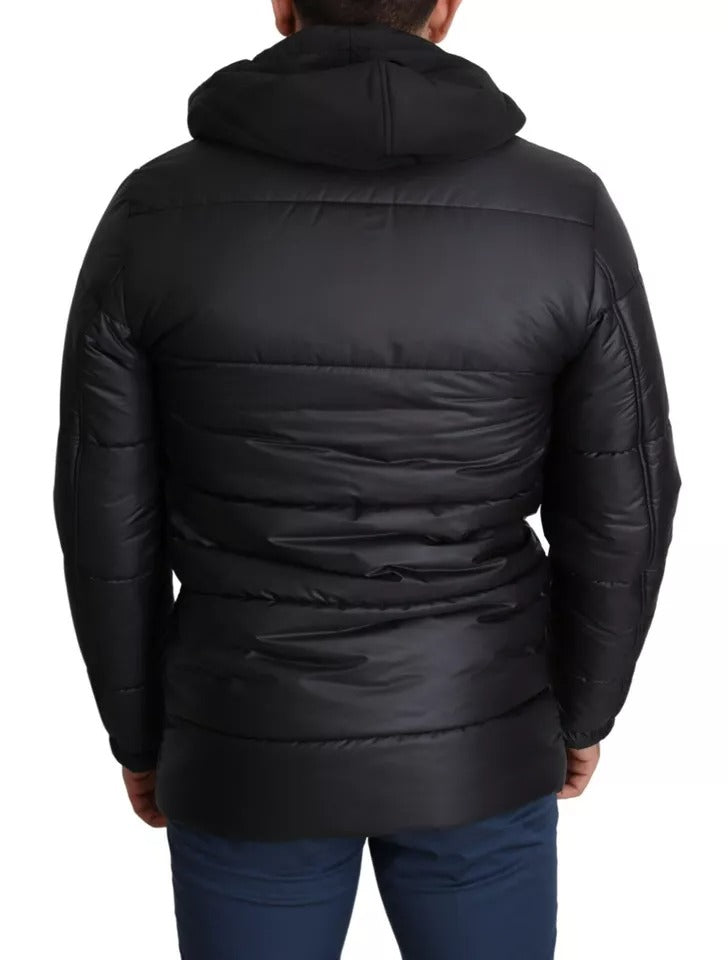Dolce & Gabbana Black Hooded Polyester Men Coat Puffer Jacket | Regal Royce