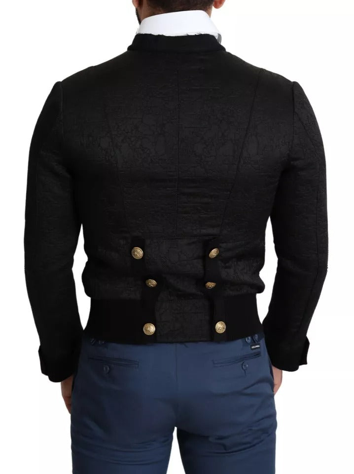 Dolce & Gabbana Black Button Embellished Military Jacket | Regal Royce