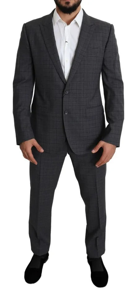 Dolce & Gabbana Gray Wool Men Formal 2 Piece MARTINI Suit | Regal Royce