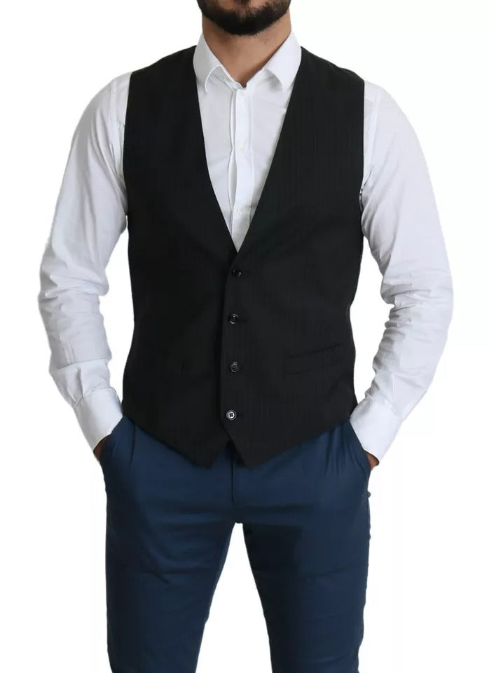 Dolce & Gabbana Black Men Formal STAFF Dress Waistcoat Vest | Regal Royce