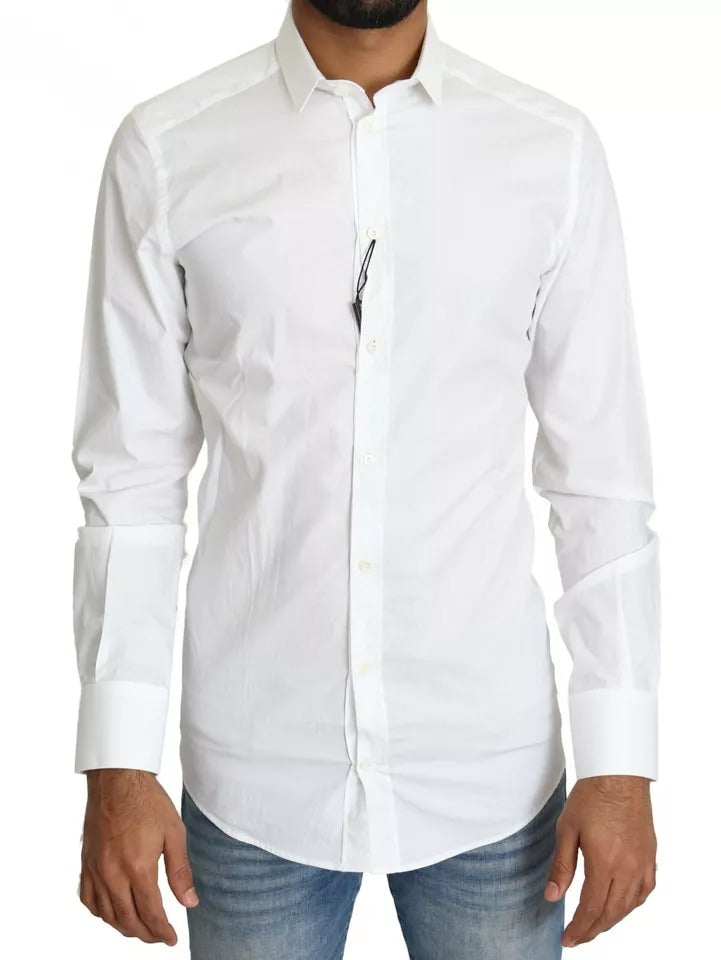 Dolce & Gabbana White Cotton Formal Dress Top GOLD Shirt | Regal Royce