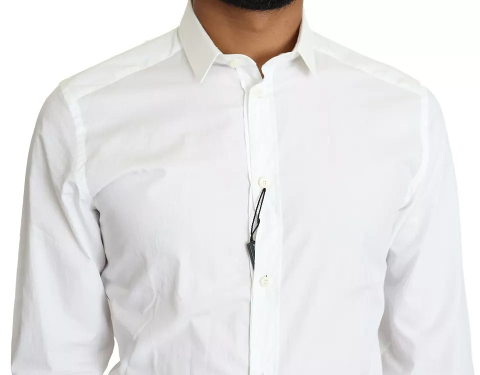 Dolce & Gabbana White Cotton Formal Dress Top GOLD Shirt | Regal Royce