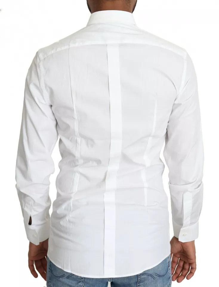 Dolce & Gabbana White Cotton Formal Dress Top GOLD Shirt | Regal Royce