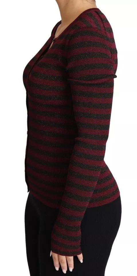 Dolce & Gabbana Black Red Striped Womens Cardigan Sweater | Regal Royce