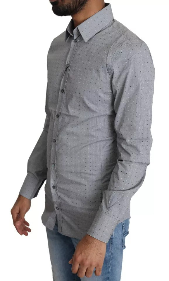 Dolce & Gabbana Gray SICILIA Dotted Semi Fitted Formal Shirt | Regal Royce