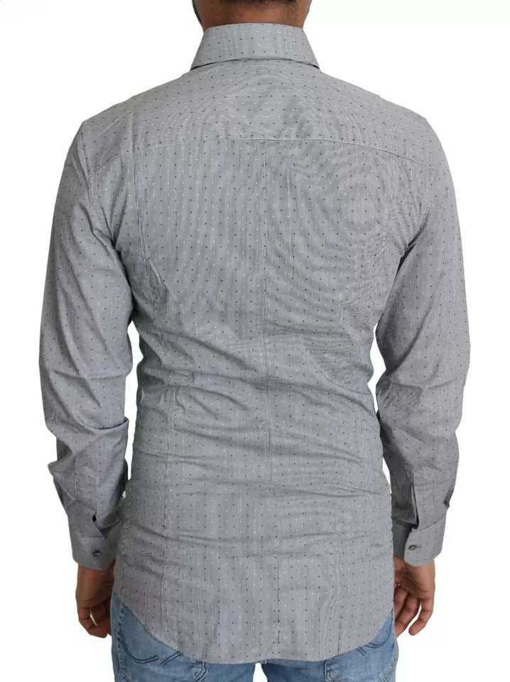 Dolce & Gabbana Gray SICILIA Dotted Semi Fitted Formal Shirt | Regal Royce
